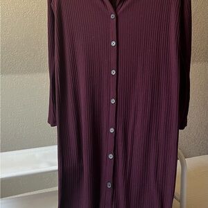 Burgundy Button-Up Maxi Dress